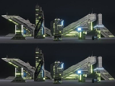 赛博朋克风格建筑 赛博朋克建筑 科幻建筑 商业街建筑 异形建筑