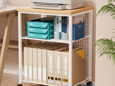 奶油风置物架 打印机 办公桌 书房 打印纸 A4纸