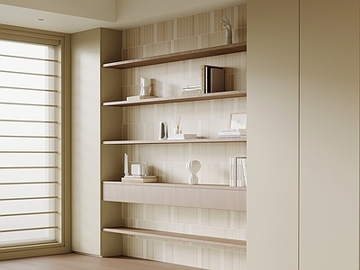 奶油风书房 书柜