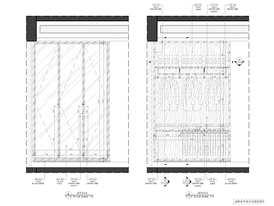 柜体节点 三门玻璃衣柜节点 施工图