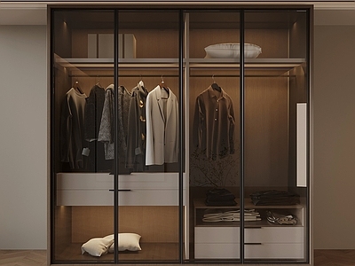 现代简约储物柜 现代意式衣柜  玻璃衣柜