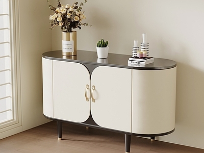 奶油风储物柜 现代法式玄关柜