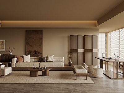 新中式开放式客厅