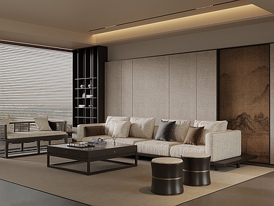 新中式开放式客厅