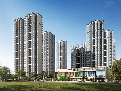 现代主义小高层住宅楼 现代住宅