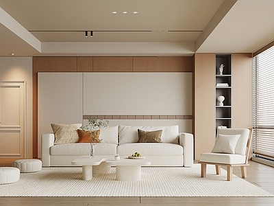 奶油风开放式客厅