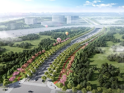 现代景观车行道路 道路景观