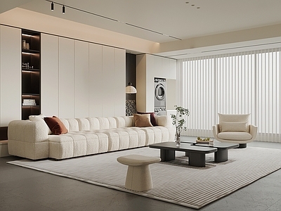 奶油风开放式客厅