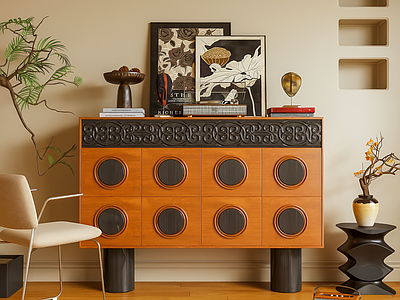 中古风家居客厅 中古风玄关柜 边柜 端景柜