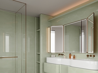 奶油风卫生间 现代轻奢卫生间 干湿分离卫生间