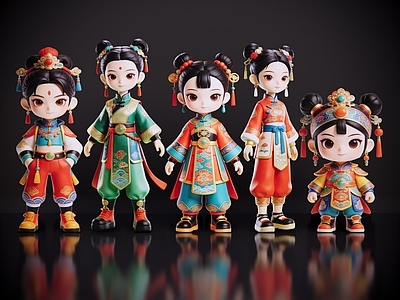 新中式春节美陈 2D国潮手办 国潮公仔 国潮形象公仔 民俗活动 非物质文化遗产