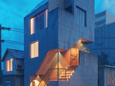 现代主义其他住宅外观 建筑 院子