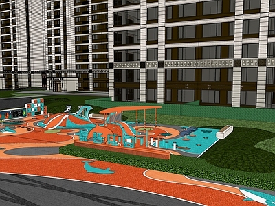 现代儿童友好景观儿童游乐空间 住宅景观 住宅儿童游乐区 住宅休闲区 海洋儿童活动区