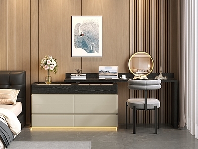 现代简约梳妆台 家具皮床 家具梳妆台 灯光齐全