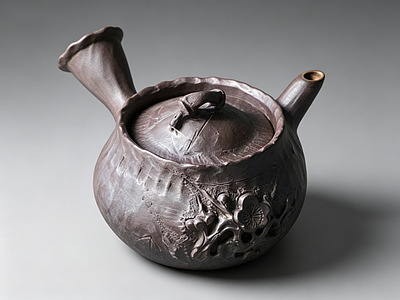 日式雕塑摆件 粗陶 茶壶 摆件 茶具 铁壶
