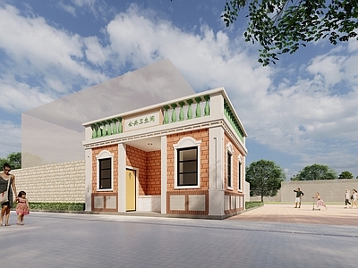 闽南传统风格小公建 公厕 红砖 闽南风格