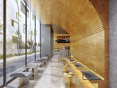 现代轻奢奶茶店 奶茶店 咖啡厅 喜茶 餐桌椅 备餐区