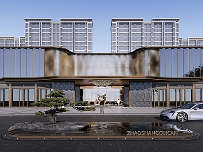 现代轻奢售楼处建筑 现代风格售楼处 enscape 二层建筑