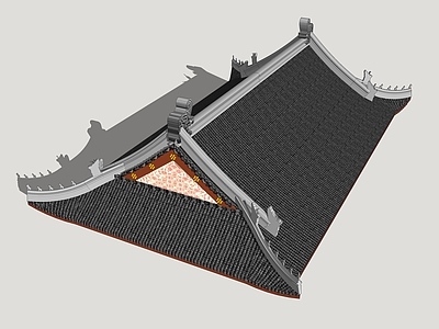 新中式古建筑 古建屋顶 古建屋面 传统建筑屋顶 传统民居屋顶