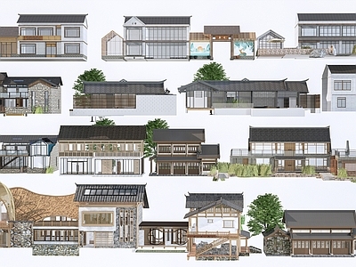新中式民宿建筑 现代民宿建筑  乡村民宿   山地民宿