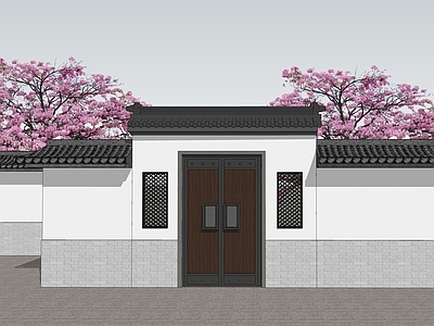 新中式入口大门 中式门头 合院别墅入口