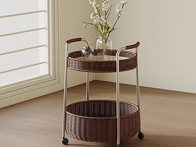 奶油风边几 侘寂中古风置物架