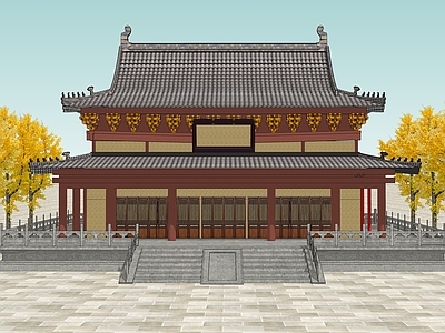 宋式建筑寺庙建筑 中式古建筑 大雄宝殿 寺庙建筑