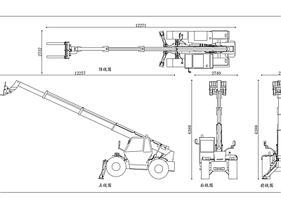 机械设备 伸缩臂叉车 高空叉装机 越野伸缩叉车 臂式升降叉车 高空伸缩叉车 施工图