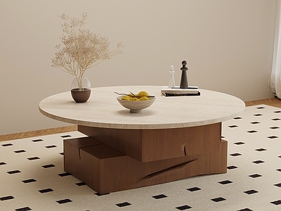 奶油风茶几 侘寂中古风茶几