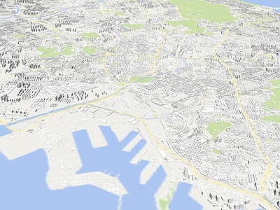 极简主义鸟瞰规划 青岛城市规划 青岛市城市体块 建筑白模体块 城市规划