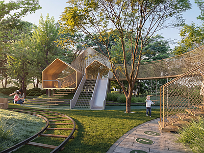 自然野趣风儿童游乐空间