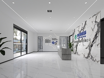 现代简约办公大厅 前台 前厅 办公前台