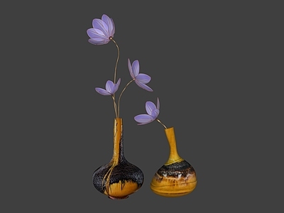 新中式花瓶 陶瓷花瓶 金属花艺
