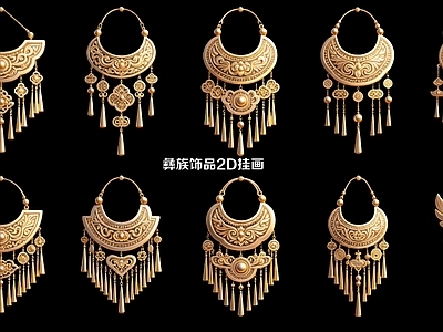 民族风挂件 彝族饰品2D挂件