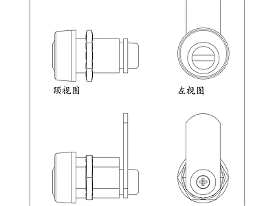 现代五金管件 转舌锁 凸轮锁芯 舌片锁 柜门凸轮锁 抽屉凸轮锁 施工图