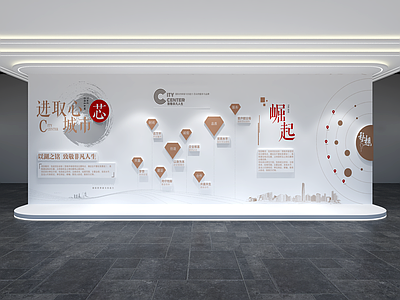 现代简约城市展厅文化墙