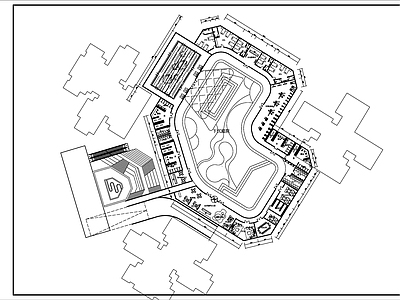 现代其他居住建筑 住宅区 下沉庭院 会所 平面图 施工图