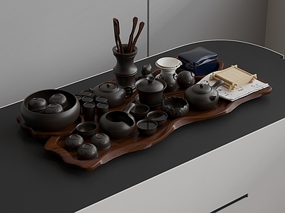 新中式茶具 茶具组合 中式茶具 茶壶 茶杯 实木茶托盘