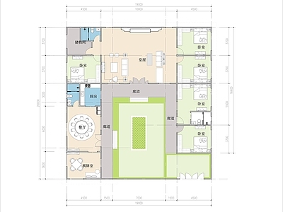 新中式别墅建筑 一层别墅 农村别墅 自建房 施工图