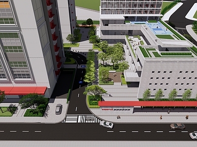 现代主义办公园区景观 产业园园区景观 办公空间景观 现代办公园区建筑