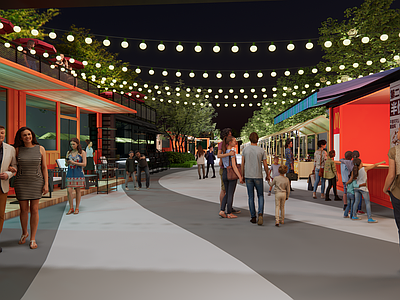 现代商业街区风格商业综合体景观 现代集装箱集市 集装箱商业街