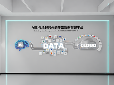 现代简约科技文化墙 合作公司文化墙 AI公司文化墙 公司文化墙 合作品牌文化墙