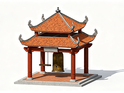 新中式古建筑 亭子 凉亭 钟亭