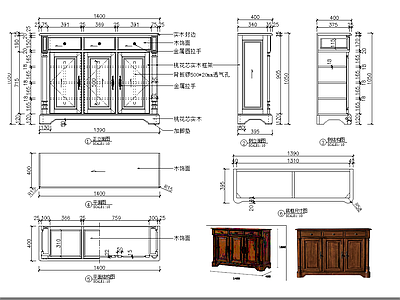 美式柜子 衣柜图纸 施工图