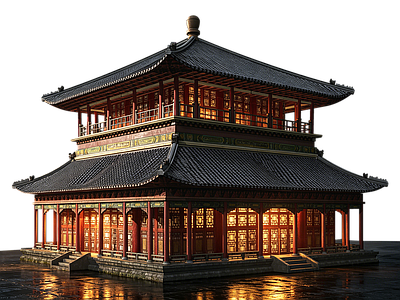 新中式古建筑 古建筑 茶楼 亭园建筑