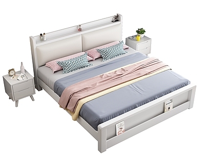 现代简约双人床 北欧 实木 床具