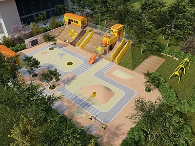社区儿童区 儿童活动 EPDM场地 儿童器械 施工图