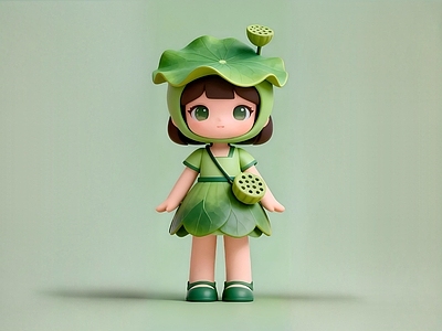现代简约雕塑摆件 夏之荷花卡通IP 荷花美陈摆件 潮玩摆件 盲盒 荷叶莲藕摆件