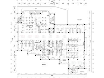 现代超市 超市平面布置图 施工图