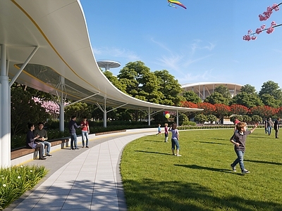 现代廊架 长廊 文化长廊